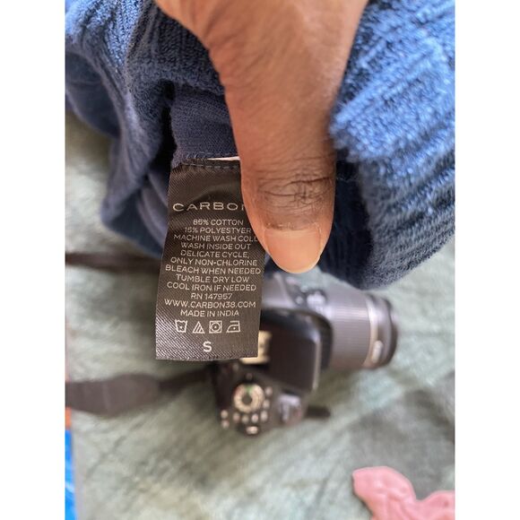 Carbon38 Micro Terry Cropped Top Daylight Navy -S - Picture 6 of 10